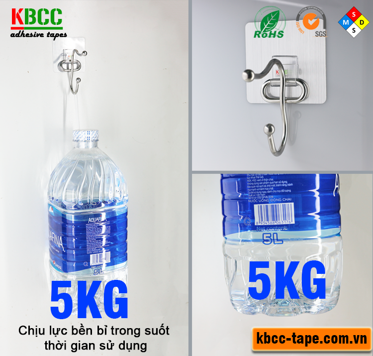 Móc dán tường chữ C tái sử dụng không gỉ